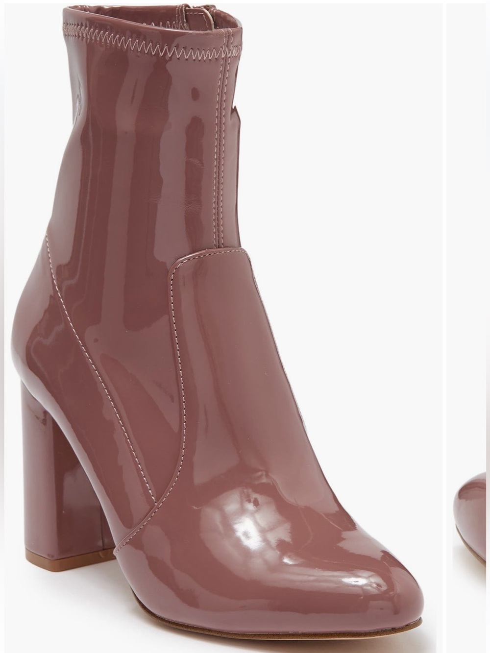 STEVE MADDEN Patent Leather Block Heel Ankle Boots - Mauve Size 9M
